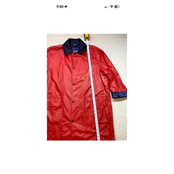 Nautica Jacket Mens 42R Red Snap Front Wool Blend‎ Lined Car Coat Pockets Navy